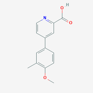 molecular formula C14H13NO3 B6389091 4-(4-Methoxy-3-methylphenyl)picolinic acid CAS No. 1255637-96-7