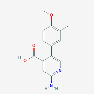 molecular formula C14H14N2O3 B6389116 2-Amino-5-(4-methoxy-3-methylphenyl)pyridine-4-carboxylic acid CAS No. 1261977-77-8