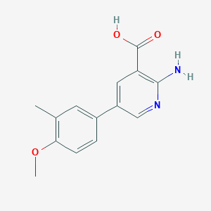 molecular formula C14H14N2O3 B6389124 2-Amino-5-(4-methoxy-3-methylphenyl)pyridine-3-carboxylic acid CAS No. 1261949-07-8