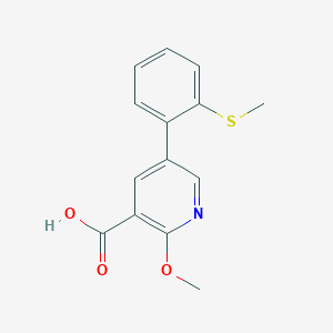 molecular formula C14H13NO3S B6389276 2-Methoxy-5-(2-methylthiophenyl)nicotinic acid CAS No. 1261922-12-6