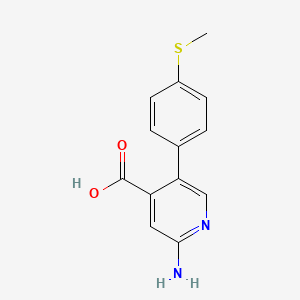 molecular formula C13H12N2O2S B6389402 2-Amino-5-(4-methylthiophenyl)isonicotinic acid CAS No. 1261982-27-7