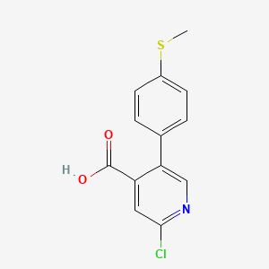 molecular formula C13H10ClNO2S B6389407 2-Chloro-5-(4-methylthiophenyl)isonicotinic acid CAS No. 1262005-63-9