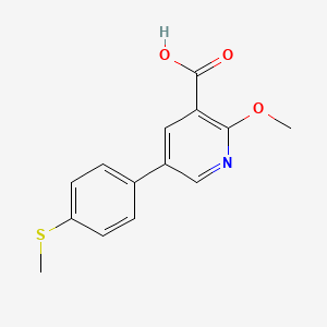 molecular formula C14H13NO3S B6389420 2-Methoxy-5-(4-methylthiophenyl)nicotinic acid CAS No. 1261906-14-2