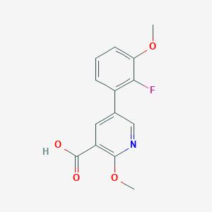 molecular formula C14H12FNO4 B6389462 5-(2-FLUORO-3-METHOXYPHENYL)-2-METHOXYNICOTINIC ACID CAS No. 1261898-89-8