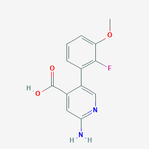 molecular formula C13H11FN2O3 B6389464 2-Amino-5-(2-fluoro-3-methoxyphenyl)pyridine-4-carboxylic acid CAS No. 1261890-43-0