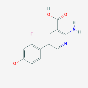 molecular formula C13H11FN2O3 B6389515 2-AMINO-5-(2-FLUORO-4-METHOXYPHENYL)NICOTINIC ACID CAS No. 1261959-84-5