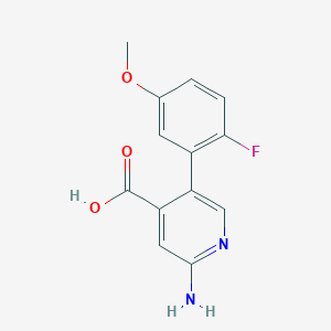 molecular formula C13H11FN2O3 B6389594 2-Amino-5-(2-fluoro-5-methoxyphenyl)pyridine-4-carboxylic acid CAS No. 1261922-60-4