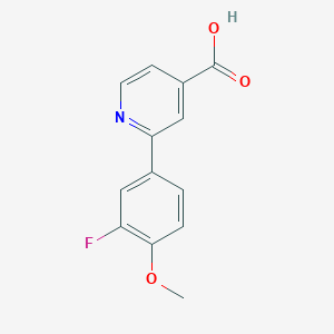 molecular formula C13H10FNO3 B6389641 2-(3-Fluoro-4-methoxyphenyl)isonicotinic acid, 95% CAS No. 1261993-45-6