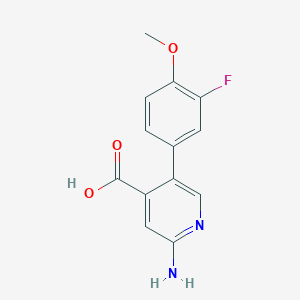 molecular formula C13H11FN2O3 B6389656 2-Amino-5-(3-fluoro-4-methoxyphenyl)pyridine-4-carboxylic acid CAS No. 1261906-42-6