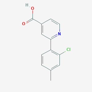 molecular formula C13H10ClNO2 B6389792 2-(2-Chloro-4-methylphenyl)pyridine-4-carboxylic acid CAS No. 1258635-49-2