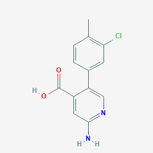 molecular formula C13H11ClN2O2 B6389997 2-Amino-5-(3-chloro-4-methylphenyl)pyridine-4-carboxylic acid CAS No. 1261983-32-7