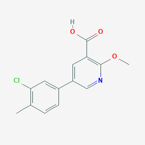 molecular formula C14H12ClNO3 B6390028 5-(3-Chloro-4-methylphenyl)-2-methoxynicotinic acid, 95% CAS No. 1262006-16-5