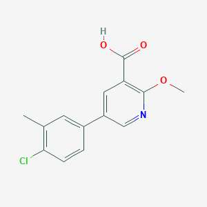 molecular formula C14H12ClNO3 B6390241 5-(4-Chloro-3-methylphenyl)-2-methoxynicotinic acid, 95% CAS No. 1261904-74-8