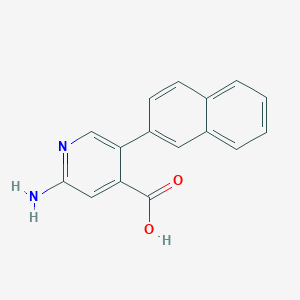 molecular formula C16H12N2O2 B6390302 2-Amino-5-(naphthalen-2-yl)isonicotinic acid, 95% CAS No. 1261993-96-7