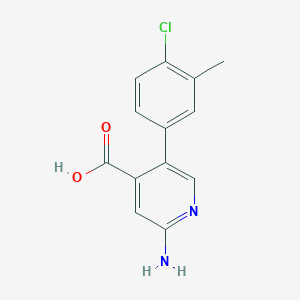 molecular formula C13H11ClN2O2 B6390313 2-Amino-5-(4-chloro-3-methylphenyl)pyridine-4-carboxylic acid CAS No. 1261909-47-0