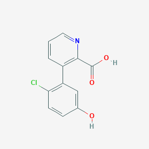 molecular formula C12H8ClNO3 B6390400 3-(2-Chloro-5-hydroxyphenyl)picolinic acid CAS No. 1261935-43-6