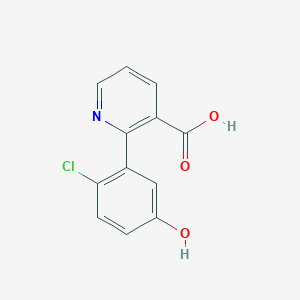 molecular formula C12H8ClNO3 B6390417 2-(2-Chloro-5-hydroxyphenyl)pyridine-3-carboxylic acid CAS No. 1261962-12-2