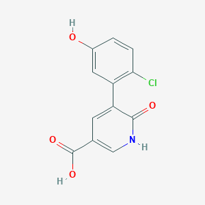 molecular formula C12H8ClNO4 B6390424 5-(2-Chloro-5-hydroxyphenyl)-6-hydroxynicotinic acid, 95% CAS No. 1261978-72-6