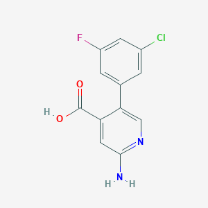 molecular formula C12H8ClFN2O2 B6390457 2-Amino-5-(3-chloro-5-fluorophenyl)pyridine-4-carboxylic acid CAS No. 1261890-92-9