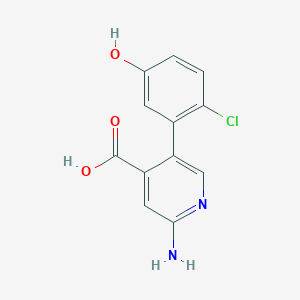 molecular formula C12H9ClN2O3 B6390506 2-Amino-5-(2-chloro-5-hydroxyphenyl)pyridine-4-carboxylic acid CAS No. 1261959-99-2