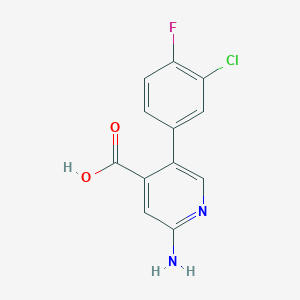 molecular formula C12H8ClFN2O2 B6390580 2-Amino-5-(3-chloro-4-fluorophenyl)pyridine-4-carboxylic acid CAS No. 1261951-84-1