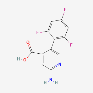 molecular formula C12H7F3N2O2 B6390630 2-Amino-5-(2,4,6-trifluorophenyl)pyridine-4-carboxylic acid CAS No. 1261952-01-5