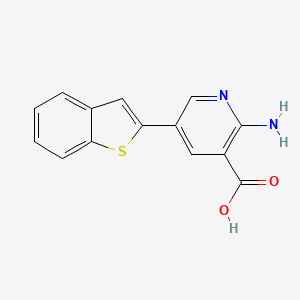 molecular formula C14H10N2O2S B6390684 2-Amino-5-[benzo(B)thiophen-2-YL]nicotinic acid CAS No. 1261979-15-0