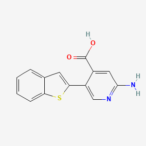 molecular formula C14H10N2O2S B6390698 2-Amino-5-[benzo(b)thiophen-2-yl]isonicotinic acid CAS No. 1261904-81-7