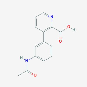 molecular formula C14H12N2O3 B6390786 3-(3-Acetylaminophenyl)picolinic acid CAS No. 1262000-87-2