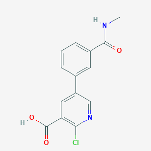 molecular formula C14H11ClN2O3 B6390874 2-Chloro-5-[3-(N-methylaminocarbonyl)phenyl]nicotinic acid, 95% CAS No. 1261922-92-2