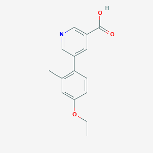 molecular formula C15H15NO3 B6391057 5-(4-Ethoxy-2-methylphenyl)nicotinic acid, 95% CAS No. 1261985-94-7