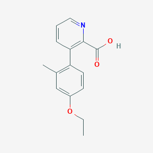 molecular formula C15H15NO3 B6391063 3-(4-Ethoxy-2-methylphenyl)picolinic acid CAS No. 1261994-59-5