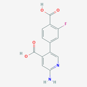 molecular formula C13H9FN2O4 B6391619 2-Amino-5-(4-carboxy-3-fluorophenyl)pyridine-4-carboxylic acid CAS No. 1261965-67-6