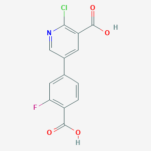 molecular formula C13H7ClFNO4 B6391635 5-(4-Carboxy-3-fluorophenyl)-2-chloronicotinic acid CAS No. 1258608-77-3