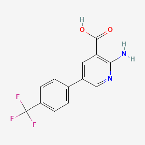 molecular formula C13H9F3N2O2 B6392174 2-Amino-5-(4-trifluoromethylphenyl)nicotinic acid CAS No. 1261493-89-3