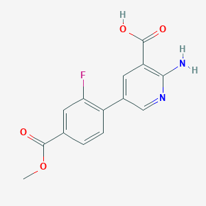 2-Amino-5-(2-fluoro-4-methoxycarbonylphenyl)nicotinic acid, 95%