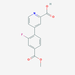 molecular formula C14H10FNO4 B6392827 4-(2-Fluoro-4-methoxycarbonylphenyl)picolinic acid, 95% CAS No. 1262004-48-7