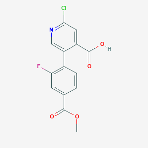 2-Chloro-5-(2-fluoro-4-methoxycarbonylphenyl)isonicotinic acid