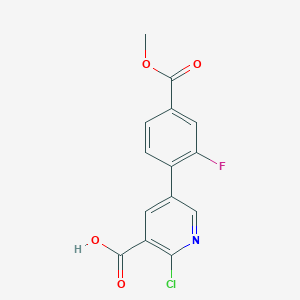 2-Chloro-5-(2-fluoro-4-methoxycarbonylphenyl)nicotinic acid