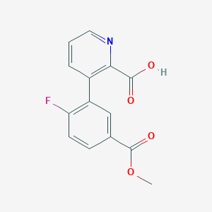 molecular formula C14H10FNO4 B6392894 3-(2-Fluoro-5-methoxycarbonylphenyl)picolinic acid CAS No. 1262008-09-2