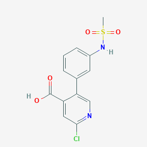 molecular formula C13H11ClN2O4S B6394339 2-Chloro-5-(3-methylsulfonylaminophenyl)isonicotinic acid CAS No. 1261968-50-6