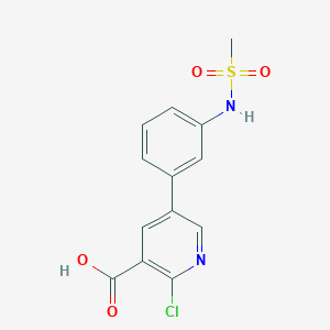 molecular formula C13H11ClN2O4S B6394366 2-Chloro-5-(3-methylsulfonylaminophenyl)nicotinic acid CAS No. 1261976-29-7