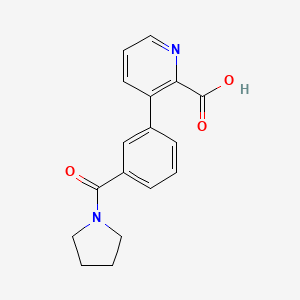 molecular formula C17H16N2O3 B6394390 3-(3-Pyrrolidinylcarbonylphenyl)picolinic acid CAS No. 1261988-75-3