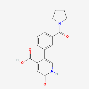 molecular formula C17H16N2O4 B6394439 2-Hydroxy-5-(3-pyrrolidinylcarbonylphenyl)isonicotinic acid CAS No. 1261892-42-5