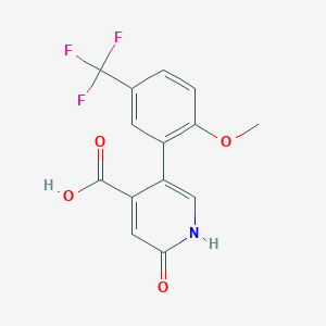 molecular formula C14H10F3NO4 B6394477 2-Hydroxy-5-(2-methoxy-5-trifluoromethylphenyl)isonicotinic acid CAS No. 1261921-59-8