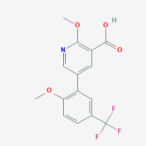 5-(2-Methoxy-5-trifluoromethylphenyl)-2-methoxynicotinic acid, 95%