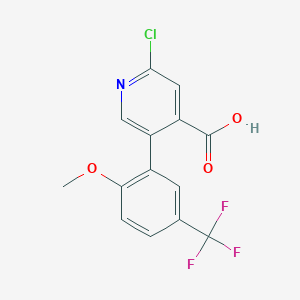 molecular formula C14H9ClF3NO3 B6394536 2-Chloro-5-(2-methoxy-5-trifluoromethylphenyl)isonicotinic acid, 95% CAS No. 1261892-43-6