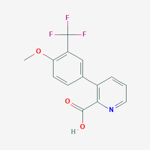 molecular formula C14H10F3NO3 B6394547 3-(4-Methoxy-3-trifluoromethylphenyl)picolinic acid CAS No. 1261958-20-6