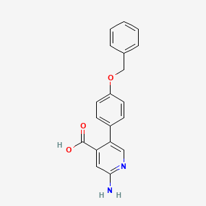 molecular formula C19H16N2O3 B6394723 2-Amino-5-(4-benzyloxyphenyl)isonicotinic acid CAS No. 1261952-09-3