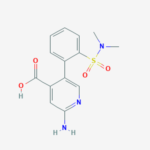 molecular formula C14H15N3O4S B6394821 2-Amino-5-(2-N,N-dimethylsulfamoylphenyl)isonicotinic acid CAS No. 1262009-81-3